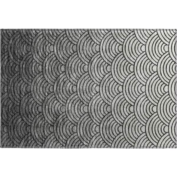 Mayfield Premium Machine Washable Abstract AMF2414 Black 2 ft. x 3 ft. Accent Rug