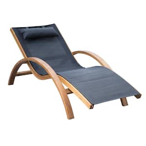 Outdoor Mesh Lounge Chair with Large Comfortable Cushion and an Outdoor Durable Wood Material, Black