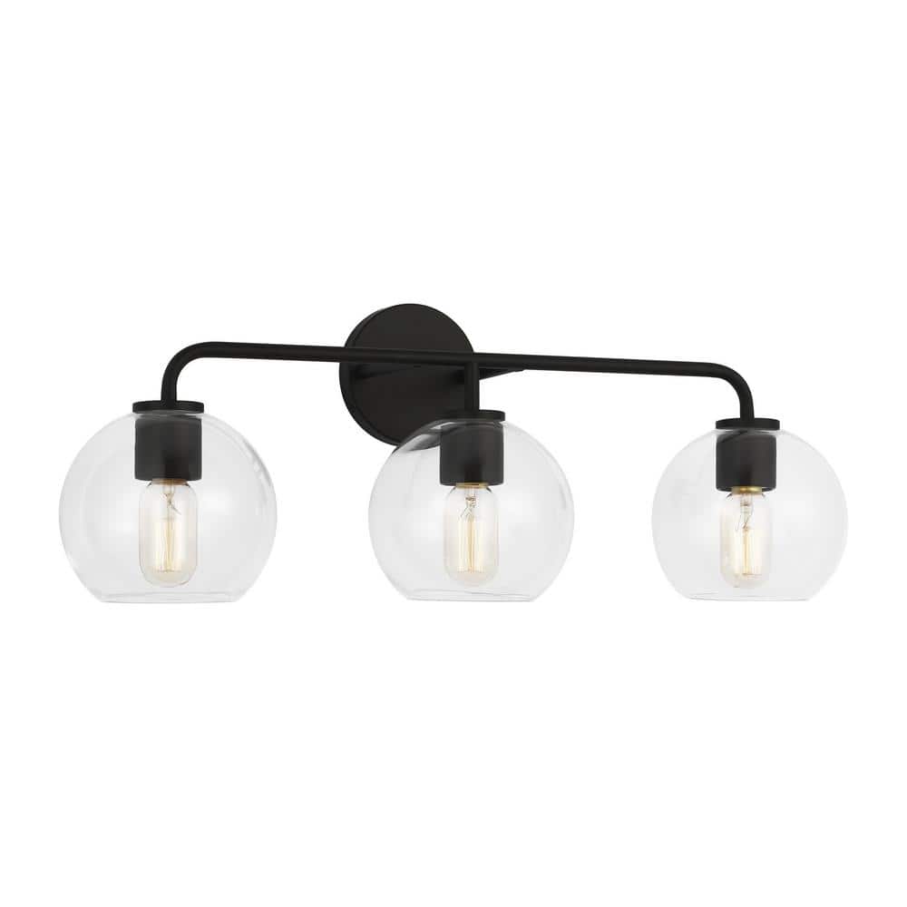 Orley Vintage Industrial 3-Light Midnight Black Bath Vanity