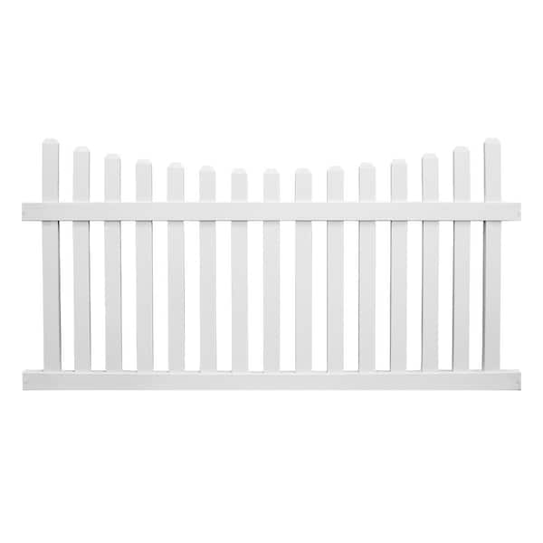 Weatherables Ellington 4 ft. H x 8 ft. W White Vinyl Picket Fence Panel Kit