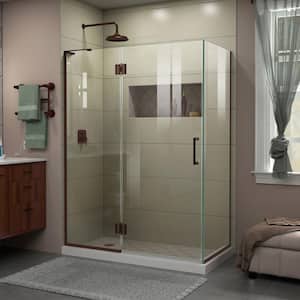 Unidoor-X 48-3/8 in. W x 34 in. D x 72 in. H Frameless Hinged Shower Enclosure in Oil Rubbed Bronze