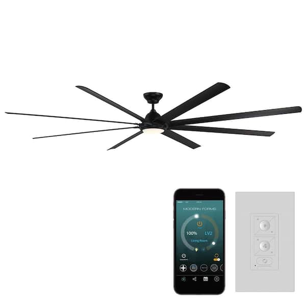 Modern Forms Hydra 120 in. 3000K Integrated LED Indoor/Outdoor Matte Black Smart Ceiling Fan with Light Kit and Wall Control