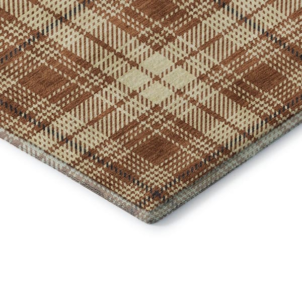 Mayfield Premium Machine Washable Abstract AMF993 Paprika 3 ft. x 5 ft. Area Rug