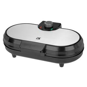 2-Slice Black Stainless Steel Belgian Waffle Maker