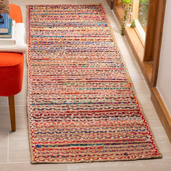 Cape Cod Natural/Multi 2 ft. x 12 ft. Striped Braided Runner Rug
