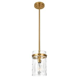 Jasslynn 60 Watt 1 Light Golden Modern Pendant Light with Cylinder Glass Shade for Kitchen Dining Room Foyer