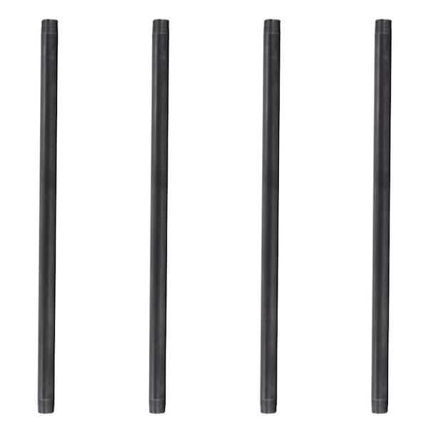 PIPE DECOR 3/4 in. x 24 in. Black Industrial Steel Grey Plumbing Pipe (4-Pack)