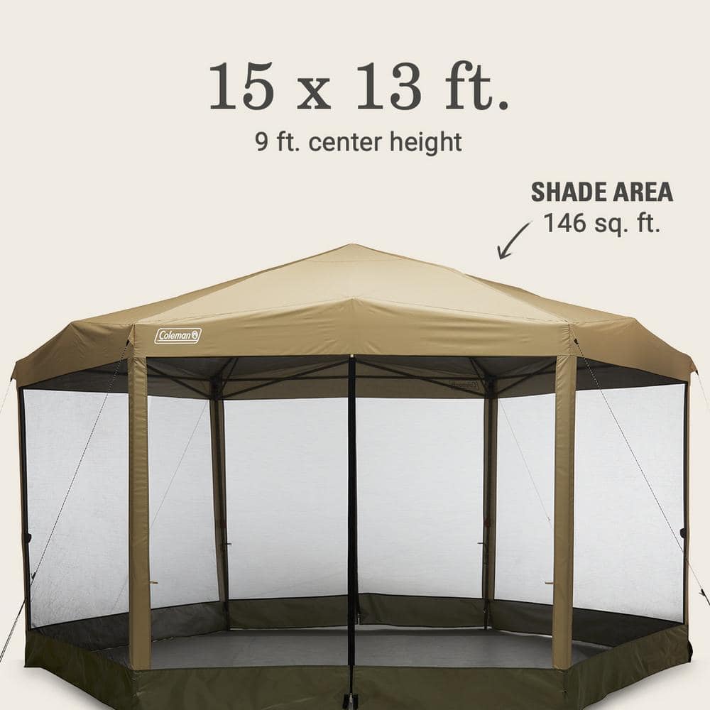 Coleman 15' x 13' Beige and Gray Screen Canopy Tent