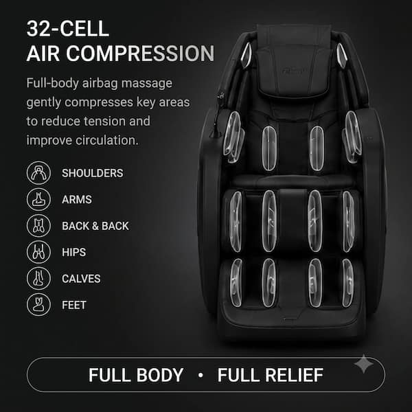 TITAN Advent Series Black Faux Leather Reclining 4D Massage Chair