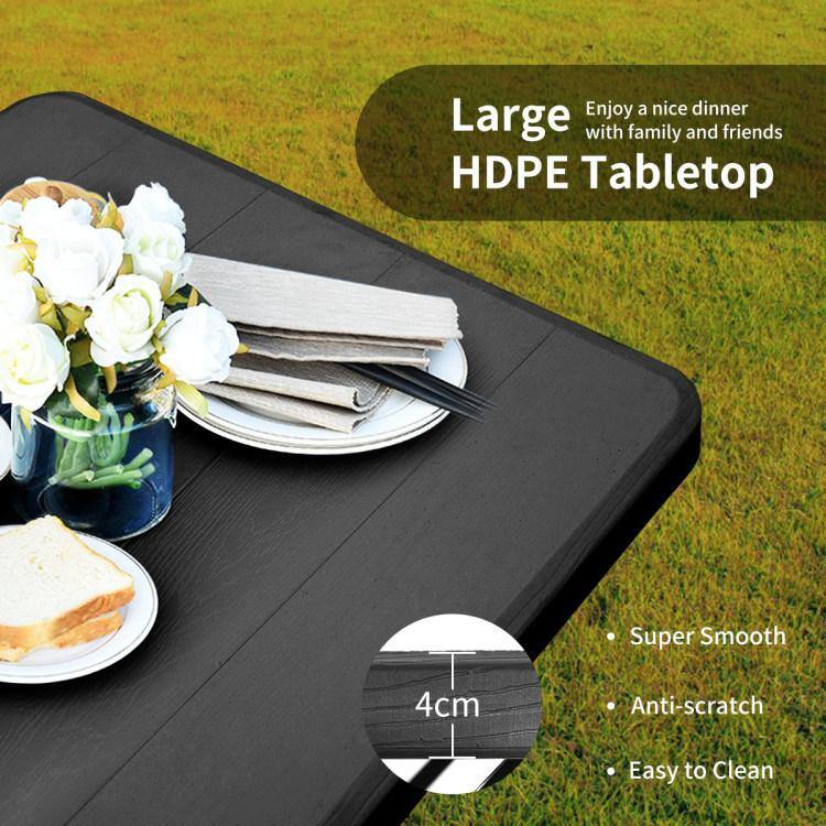 Eco-Friendly HDPE Black Picnic Table Set for 4
