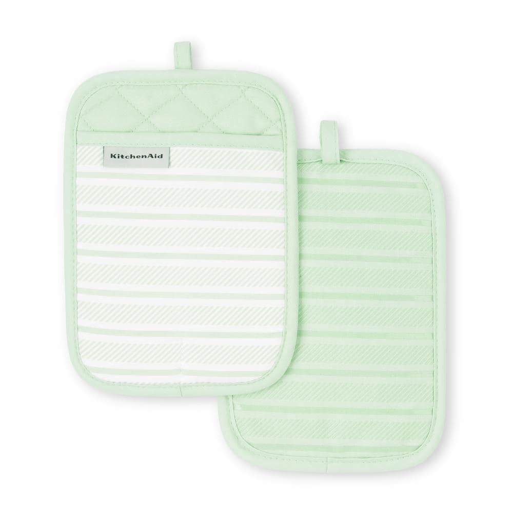 KitchenAid Albany Pot Holder 2-Pack Set, Pistachio, 7x10