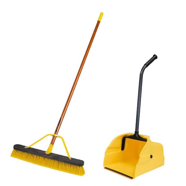 Quickie Jobsite 24 in. IndooOutdoor Push Broom with 14 in. Jumbo Dust