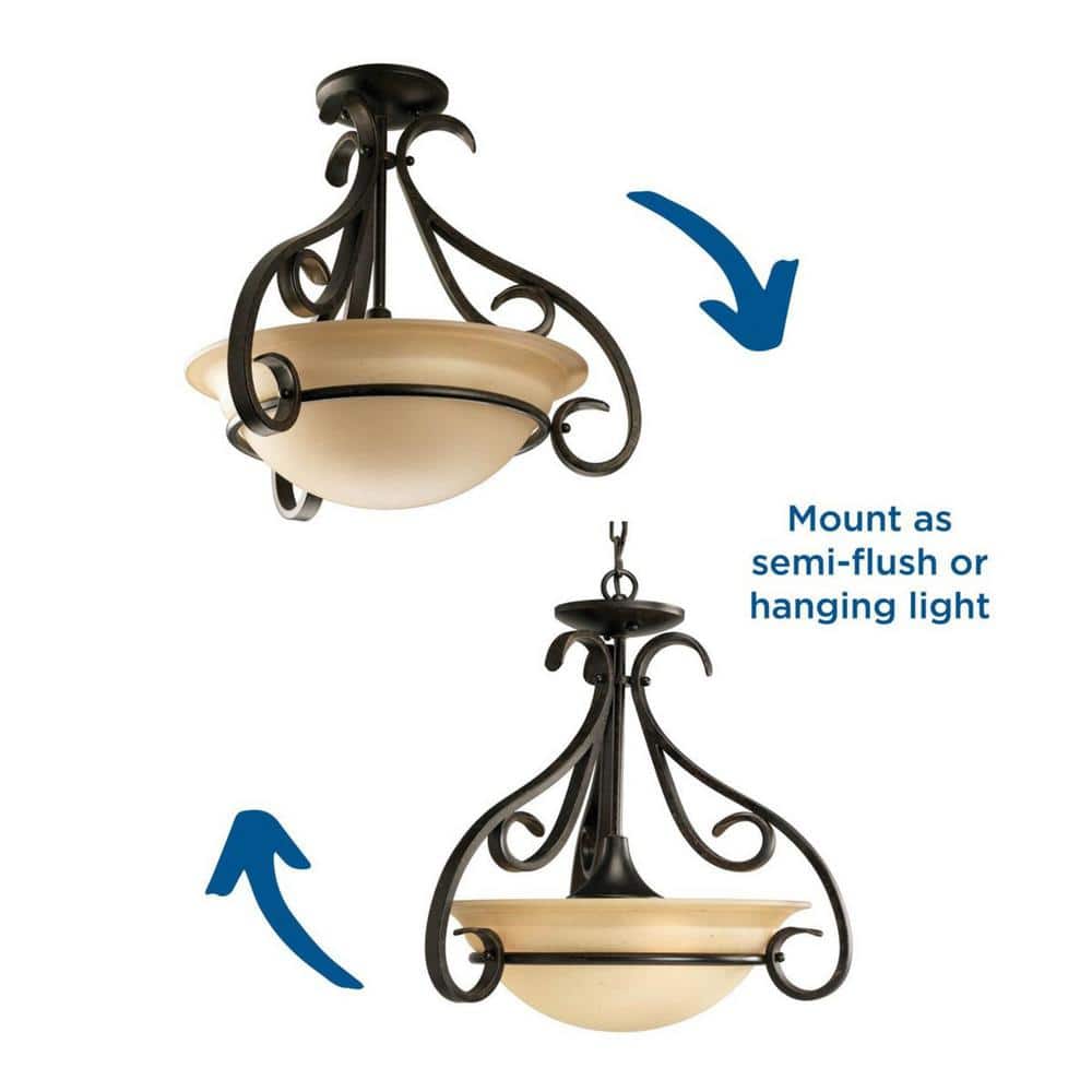 Torino 18" Bronze Semi-Flush Light with Glass Bowl