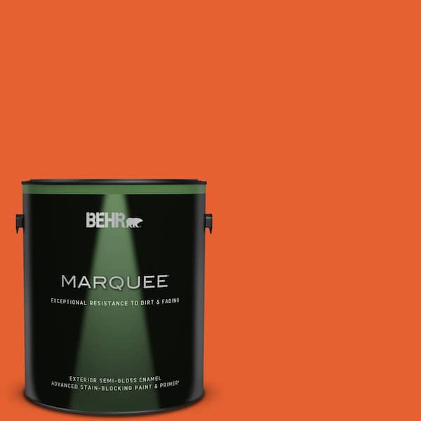 BEHR MARQUEE 1 gal. #S-G-230 Startling Orange Semi-Gloss Enamel Exterior Paint & Primer