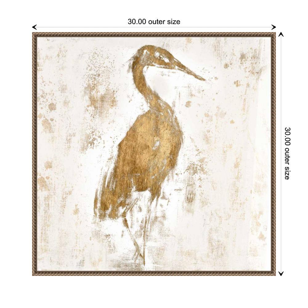 30" x 30" Gilded Heron Abstract Canvas Wall Art with Beaded Bronze Frame