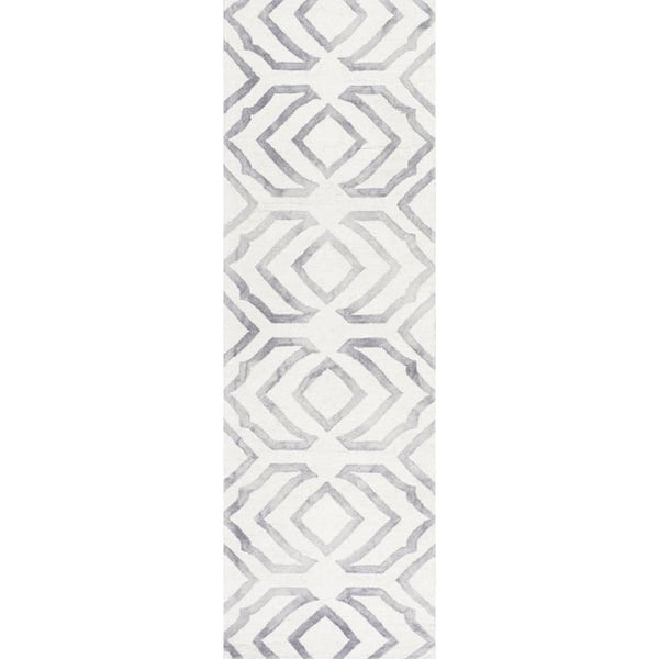 nuLOOM Brienne Geometric Gray 3 ft. x 10 ft. Runner Rug