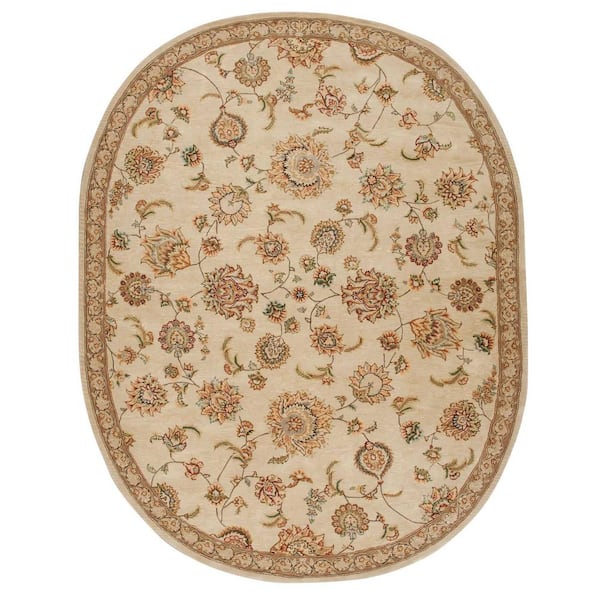 Nourison 2000 Beige 8 ft. x 10 ft. Oval Persian Traditional Area Rug
