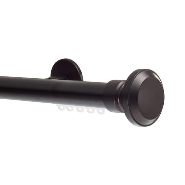 Art Decor Tekno Pro 132" Non-Adjustable 1.13 in. Diameter Decorative Traverse Curtain Rod with Santos Finial in Black