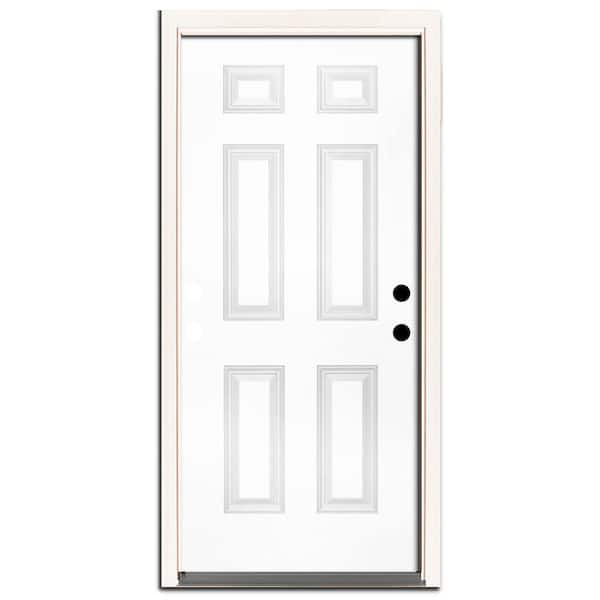 Steves & Sons Element 30 in. x 80 in. 6-Panel Left Hand/Inswing Primed Steel Prehung Front Door with Brickmold