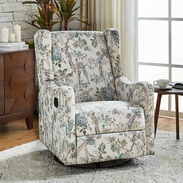 Bernd Floral Polyester Swivel Glider Recliner with Rocking