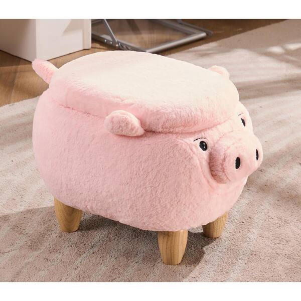 Home 2 Office Pink Pig Fabric Polyester Upholstered Animal Storage