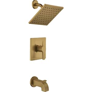 Modern Single-Handle 1-Spray Tub and Shower Faucet in Matte Gold (Valve Included)