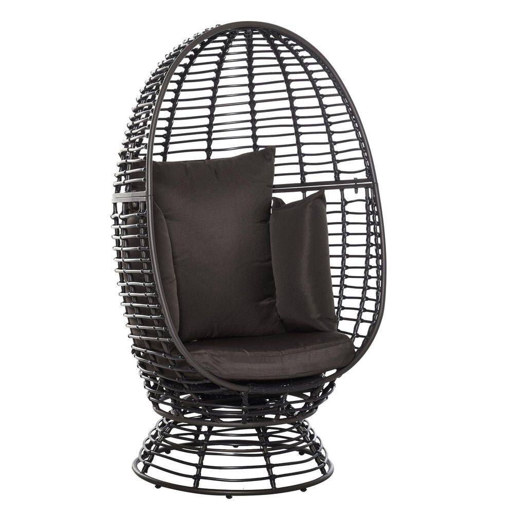 Dark Brown Metal Steel Rattan Outdoor Lounge Chair Swivel Basket Egg Chair with Brown Cushion price history on PriceWatchPro