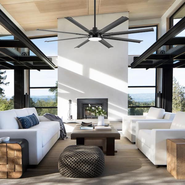 Oscar 72 in. (6 ft.) Integrated LED Indoor Black-Aluminum-Blade Black Ceiling Fan with Light and Remote Control Included