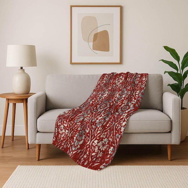 Premium Machine Washable ASB868 Red 50 in. x 70 in. Sherpa Throw Blanket