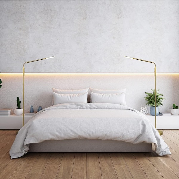 50 in. Gold Dimmable Standard LED Floor Lamp for living rooms with Adjustable Color Temperature and Rotatable Gooseneck.