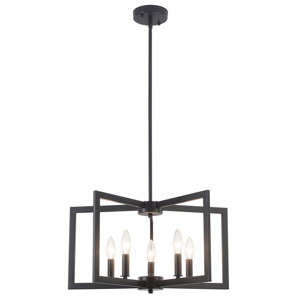 5 Light Matte Black Geometric Chandelier Industrial Open-Cage Pendant Light for Kitchen Island with No Bulbs Included price history on PriceWatchPro