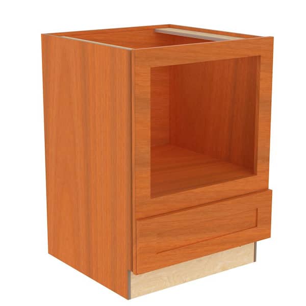 Home Decorators Collection Newport 24 in. W x 24 in. D x 34.5 in. H Assembled Plywood Microwave Base Kitchen Cabinet in Cinnamon with Soft Close