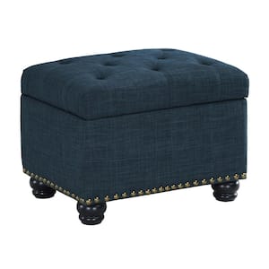 Designs4Comfort 5th Avenue Dark Blue Fabric Storage Ottoman