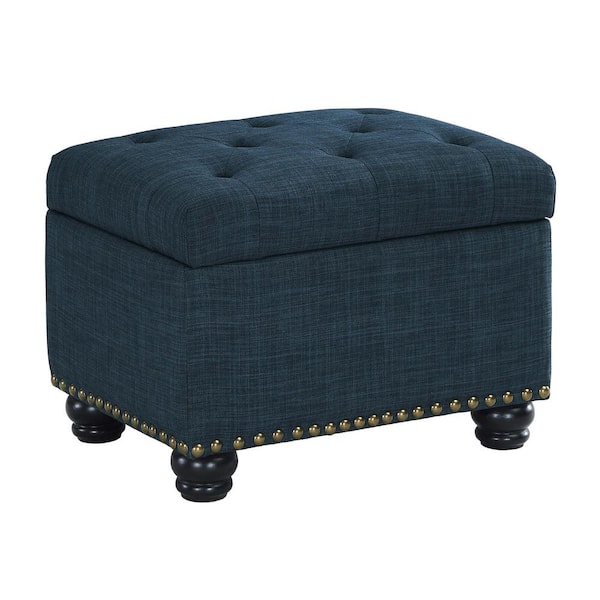 Designs4Comfort 5th Avenue Dark Blue Fabric Storage Ottoman