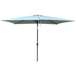 6 ft. x 9 ft. Patio Market Umbrella Waterproof Umbrella with Crank and Push Button Tilt without flap in Frosty Green