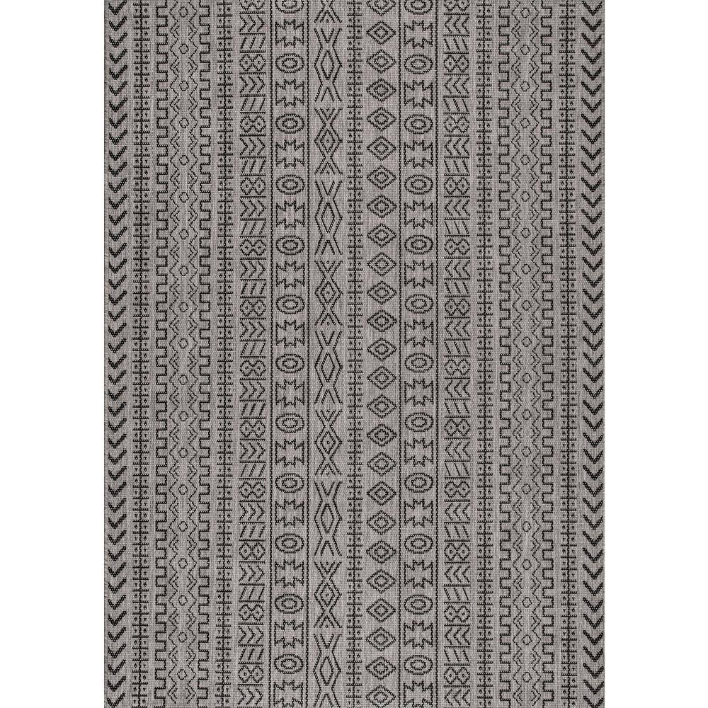 Gray Reversible Synthetic Rectangular Indoor/Outdoor Area Rug, 6' 3" x 9' 2"