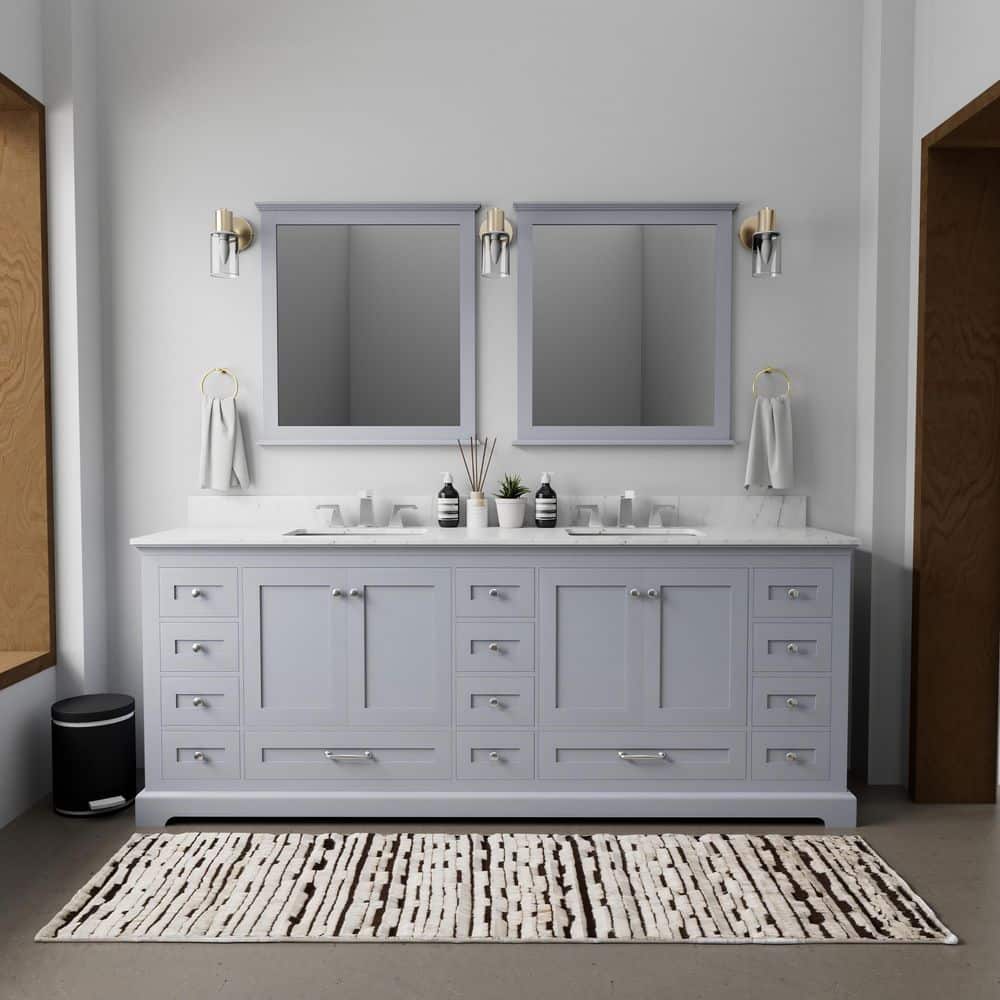 Dukes 84" Dark Grey Double Vanity with White Carrara Marble Top
