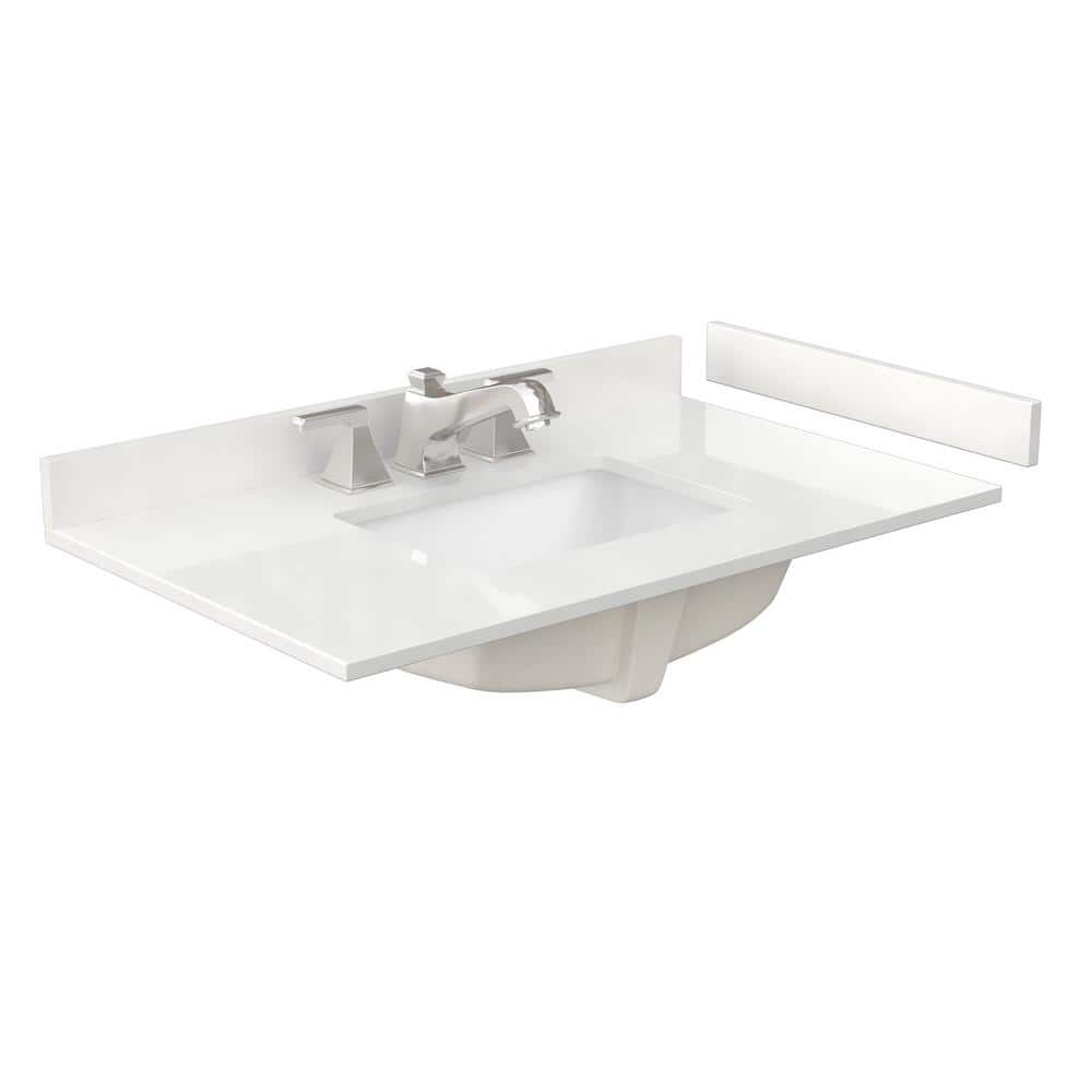 Elan 36-Inch White Oak Single Vanity with Nickel Trim and Quartz Top