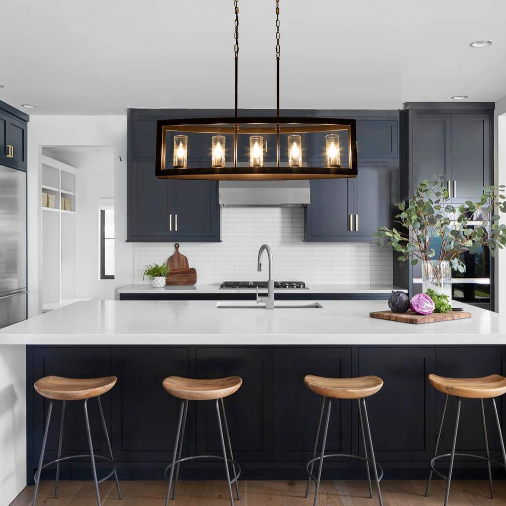 Oil Rubbed Bronze 5-Light Industrial Cage Pendant