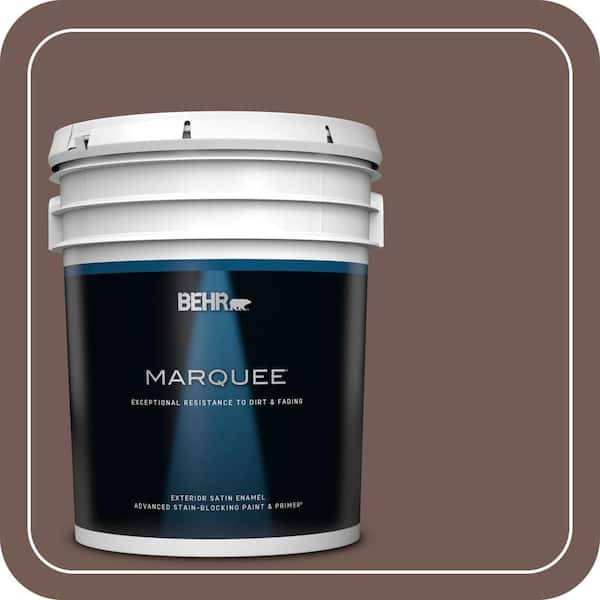 BEHR MARQUEE 5 gal. #220F-7 Yorkshire Brown Satin Enamel Exterior Paint & Primer