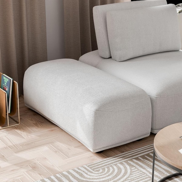 Furniture of America Fairwinds 20 in. Armless Chenille Rectangle Modular Sofa in White