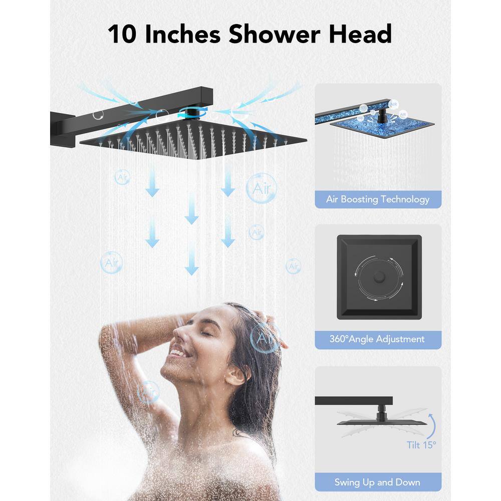 Matte Black 10-Inch Rainfall Shower System with Handheld Spray