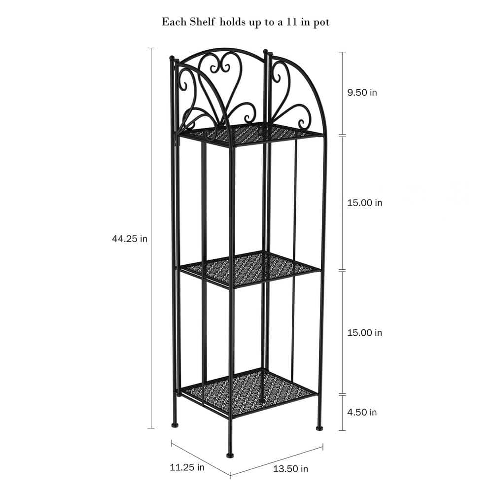 Black Metal 3-Tier Vertical Indoor/Outdoor Plant Stand