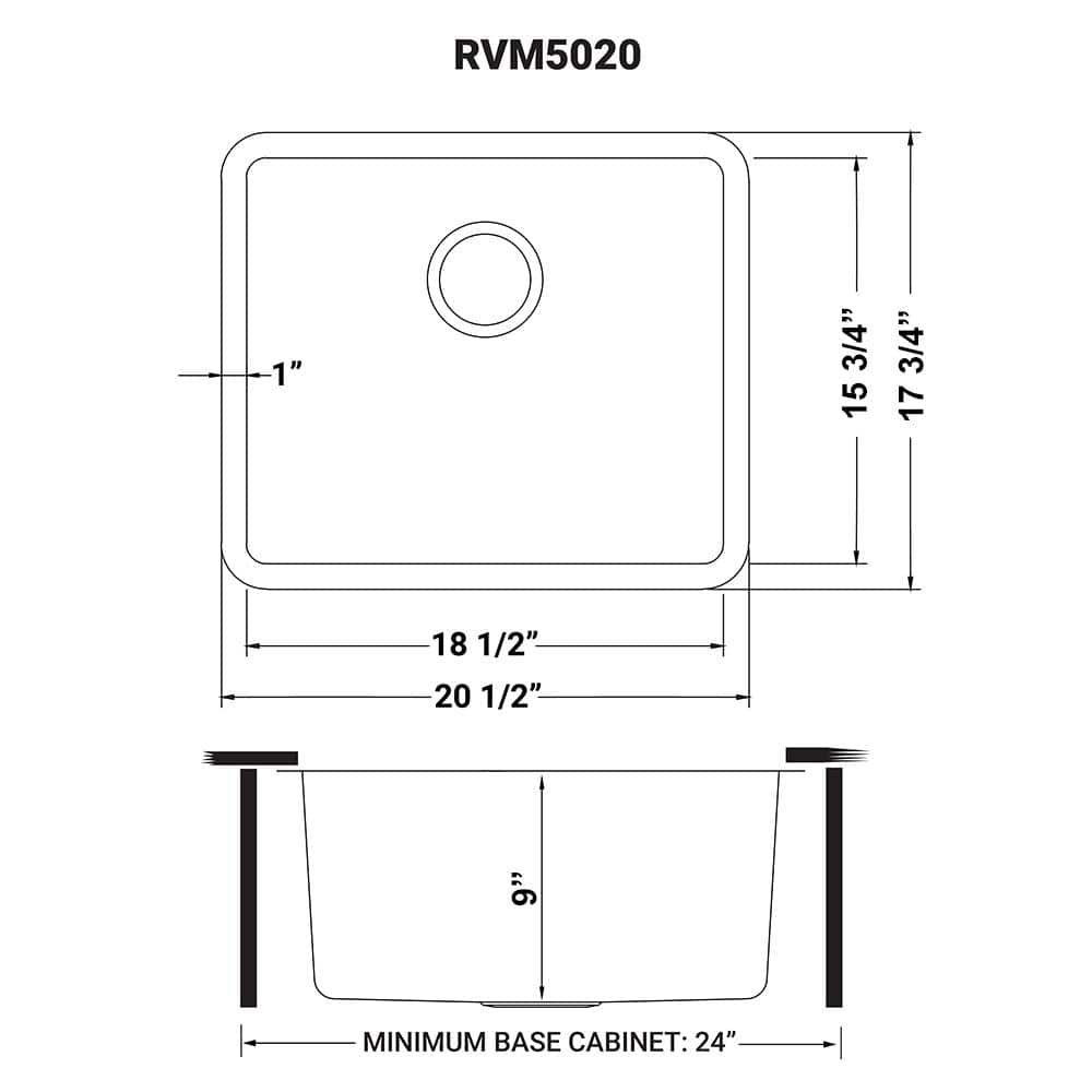 Modena 20-inch Stainless Steel Undermount Bar Sink