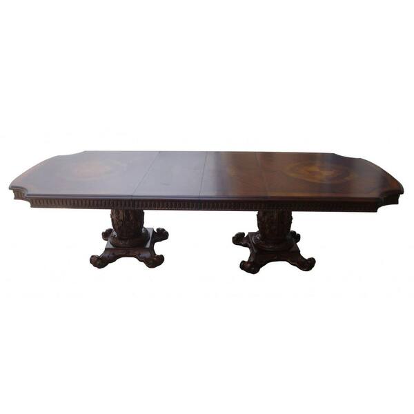 HomeRoots Danielle White Marble 136 in. Double Pedestal Dining Table (Seats 8) 2000376940 The