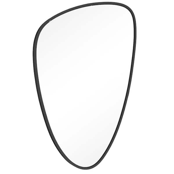 Black 20 in. W x 31 in. H Modern Asymmetrical Aluminum Framed Mirror for Bathroom Living Room