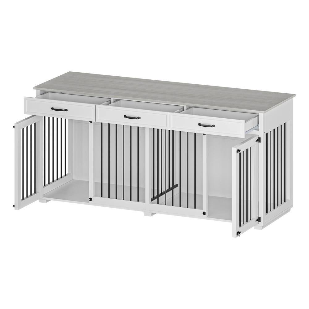 FUFU&GAGA Large Dog Crate Furniture with 3Drawers, Indoor Wooden