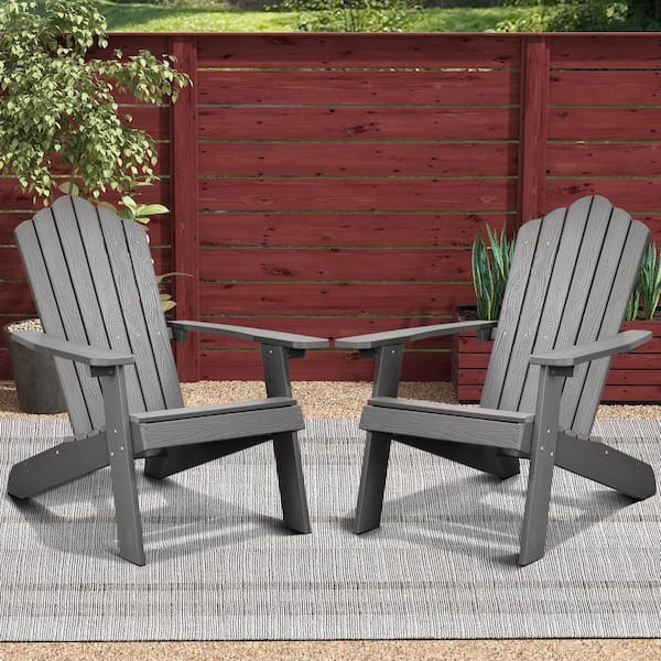 Lanier Classic Charcoal Gray Outdoor Plastic Adirondack Chair 2 Pack