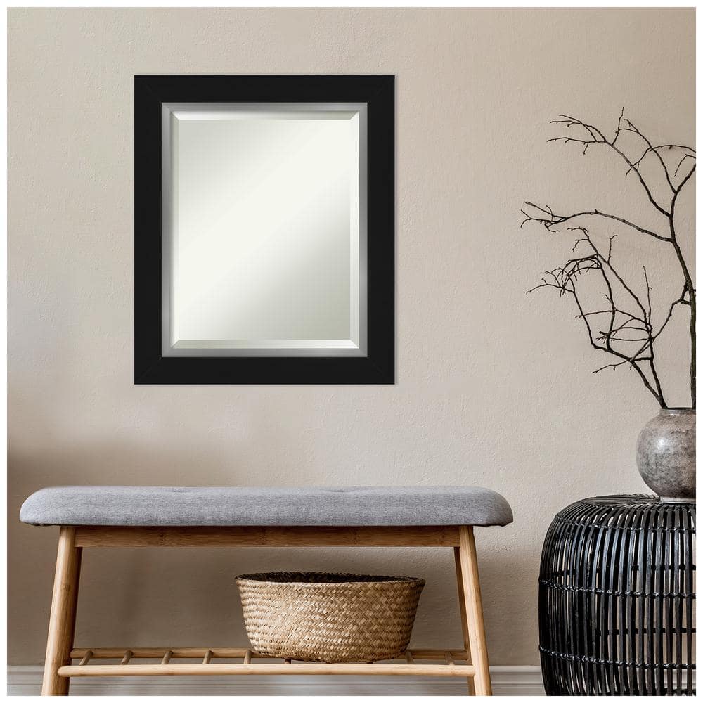 Eva Black Silver Rectangular Wall Mirror with Polystyrene Frame