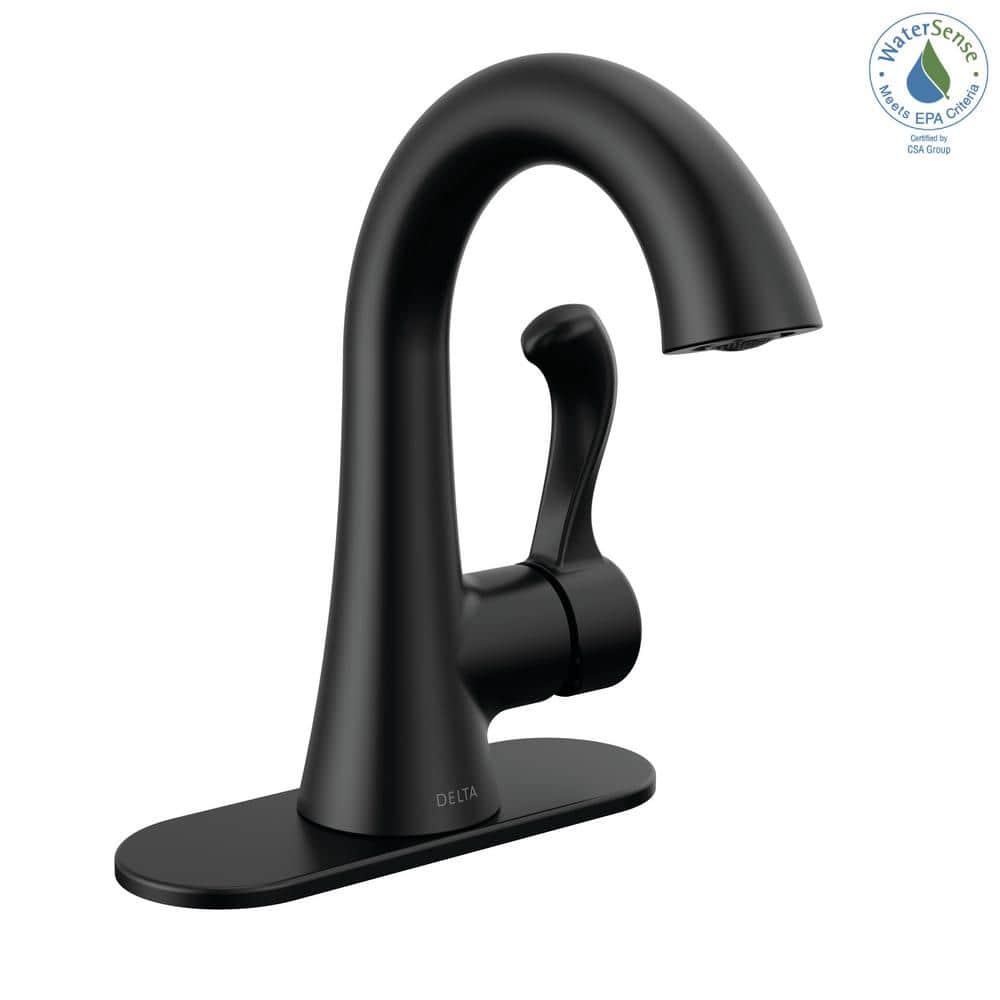 Esato Matte Black Single Handle Bathroom Faucet with Drain Assembly